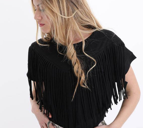 Cotton T-Shirt with Fringes JASPER