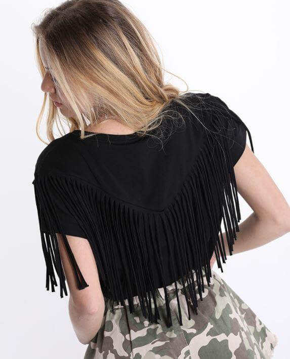 Cotton T-Shirt with Fringes JASPER