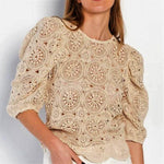 Crochet Puff Sleeves Top JASPER