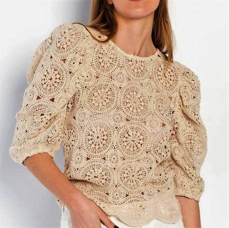 Crochet Puff Sleeves Top JASPER