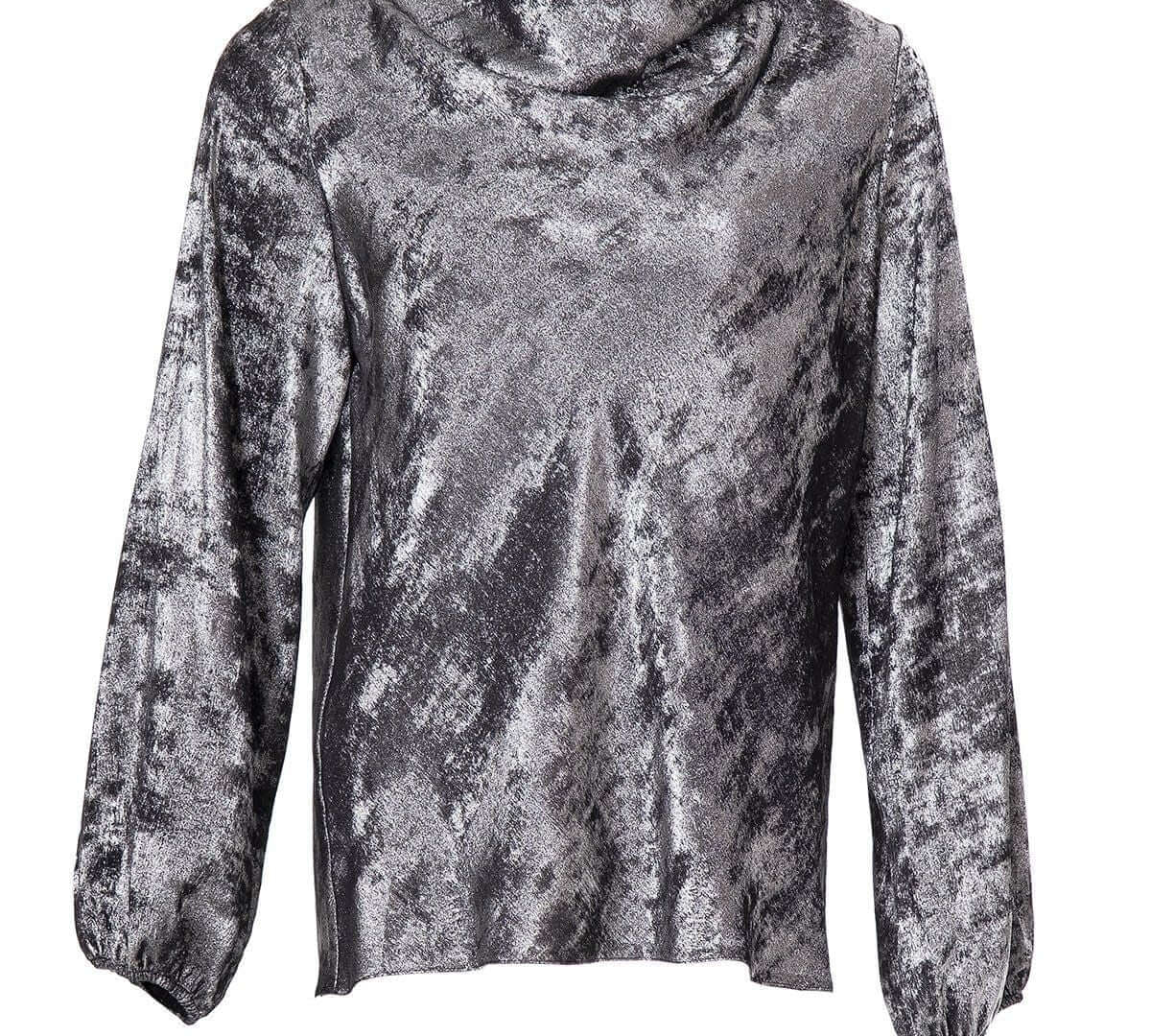 Fleece Pattern Blouse , blouse, blouse with elastic sleeves, blouse gray