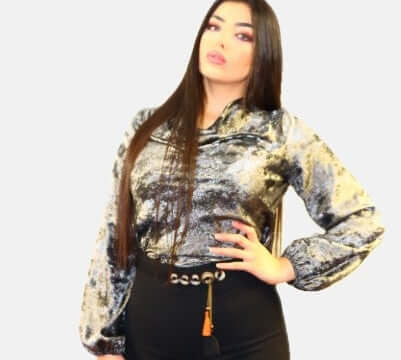 Fleece Pattern Blouse , Fleece Pattern Blouse , blouse, blouse with elastic sleeves, blouse gray