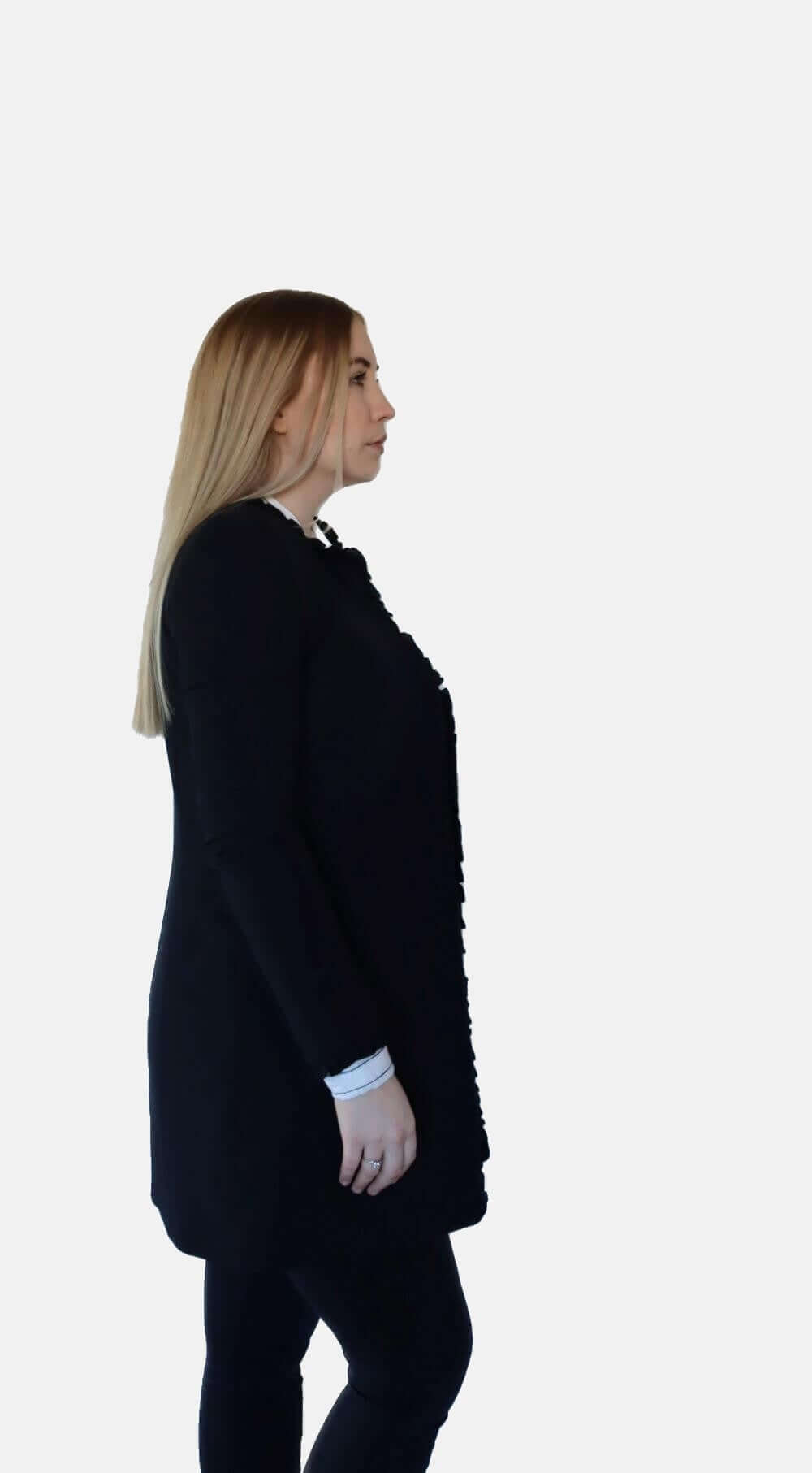 Frills Long Blazer, Blazer woman, blazer black