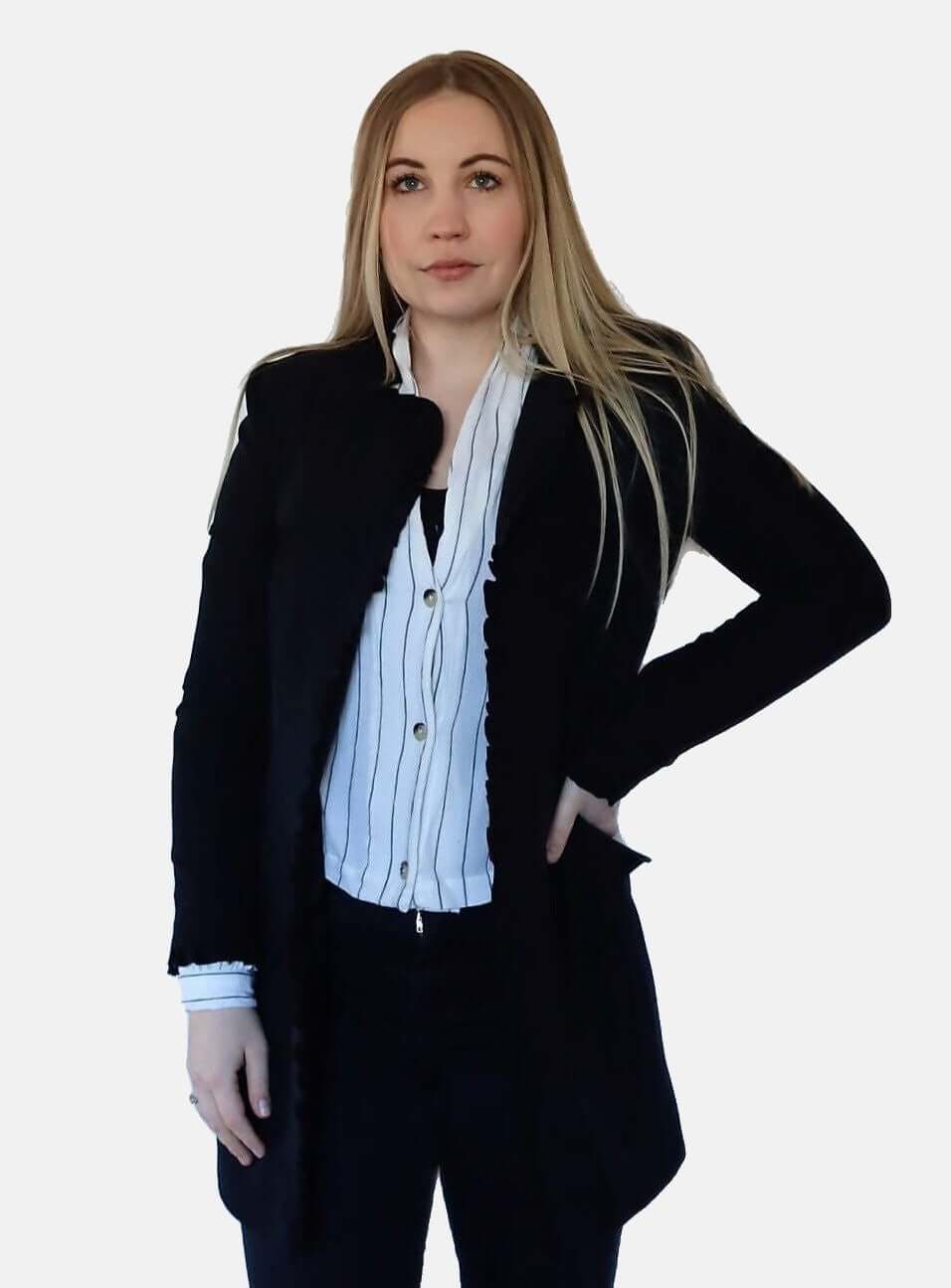 Frills Long Blazer, Blazer woman, blazer black