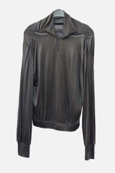 Shirt, Black shirt, Shirt woman, shirt with elastic details at waist