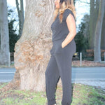 Jumpsuit with backslit ,Jumpsuit with backslit,Jumpsuit, Jumpsuit black, Jumpsuit with elastic