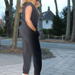 Jumpsuit with backslit, Jumpsuit with backslit,Jumpsuit, Jumpsuit black, Jumpsuit with elastic