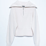 knit sweater with zipper beige