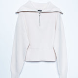 knit sweater with zipper beige