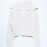 knit sweater with zipper beige