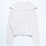 knit sweater with zipper beige
