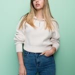 knit sweater with zipper long sleeves