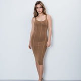 knit bodycon dress brown, bodycon dress woman. spaghetti dress woman