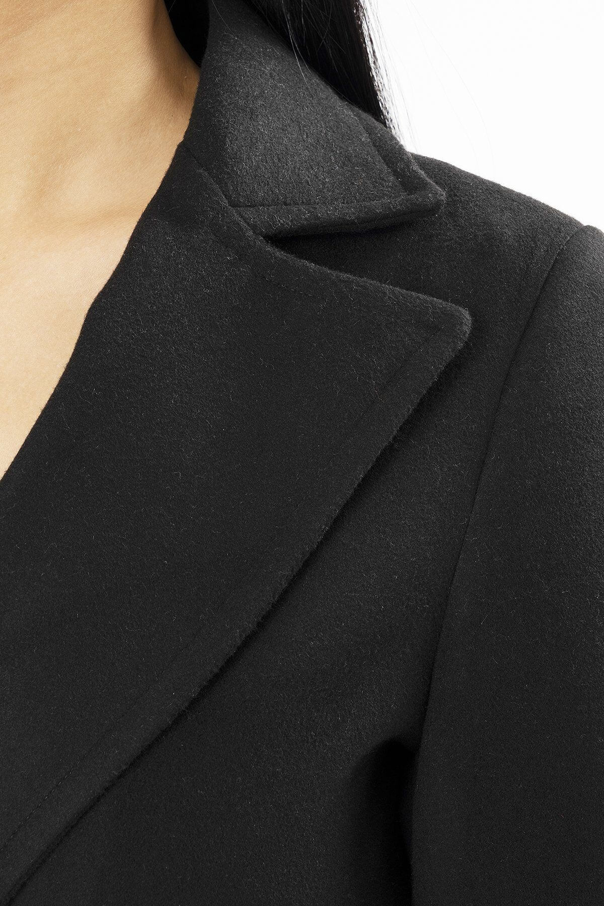 Lapel Wool Coat , Coat, Wool Coat, Black Coat, Coat Woman, Wool Coat with Belt