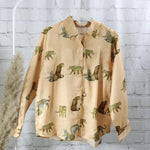Leopard Muster Shirt,Shirt Woman, long sleeves shirt with leo prints,  Leopard Muster Shirt