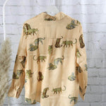 Leopard Muster Shirt ,Shirt Woman, long sleeves shirt with leo prints,  Leopard Muster Shirt