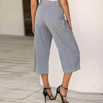 Linen Trousers with Buckle,Linen Trousers with Buckle, linen trousers, trouser, culottes gray