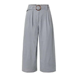 Linen Trousers with Buckle ,Linen Trousers with Buckle, linen trousers, trouser, culottes gray
