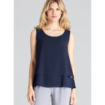 sleeveless blouse, sleeveless navy blouse