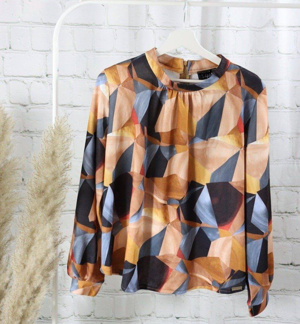 Metrix Pattern Blouse,Metrix Pattern Blouse, blouse Woman, metrix prints blouse longsleeves 