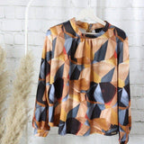 Metrix Pattern Blouse,Metrix Pattern Blouse, blouse Woman, metrix prints blouse longsleeves 