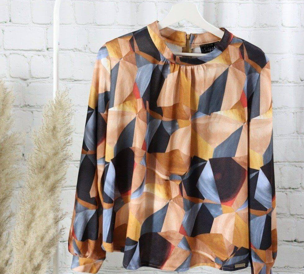 Metrix Pattern Blouse,Metrix Pattern Blouse, blouse Woman, metrix prints blouse longsleeves 