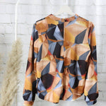 Metrix Pattern Blouse ,Metrix Pattern Blouse, blouse Woman, metrix prints blouse longsleeves 