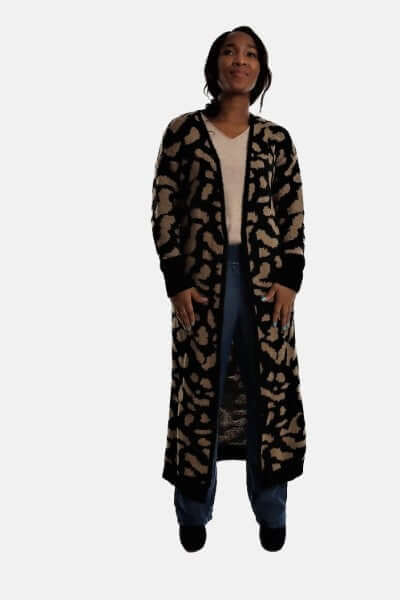 Paw Pattern Cardigan , Long Cardigan