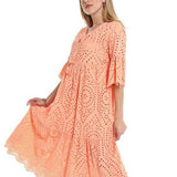 Perforated Embroidery Dress , Boho -dress