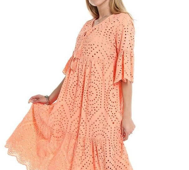 Perforated Embroidery Dress , Boho -dress