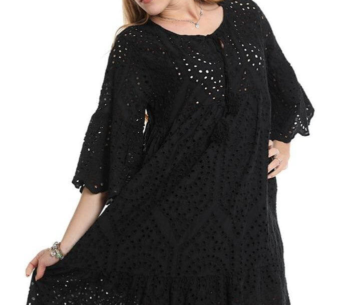 Perforated Embroidery Dress,  Boho dress
