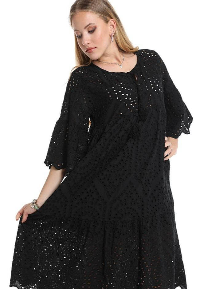 Perforated Embroidery Dress,  Boho dress