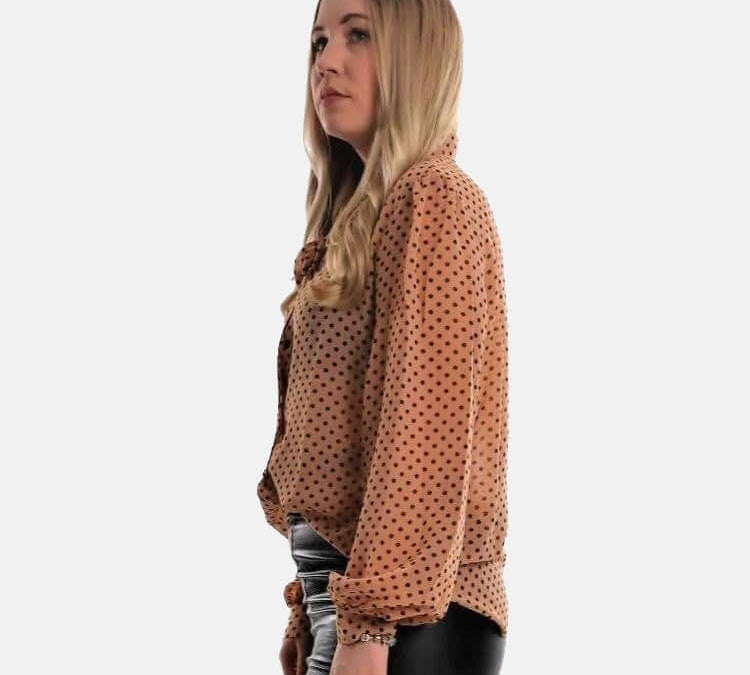 Polka Blouse with loops , Polka Blouse with loops, Blouse with dots, Blouse Woman with Bowtie
