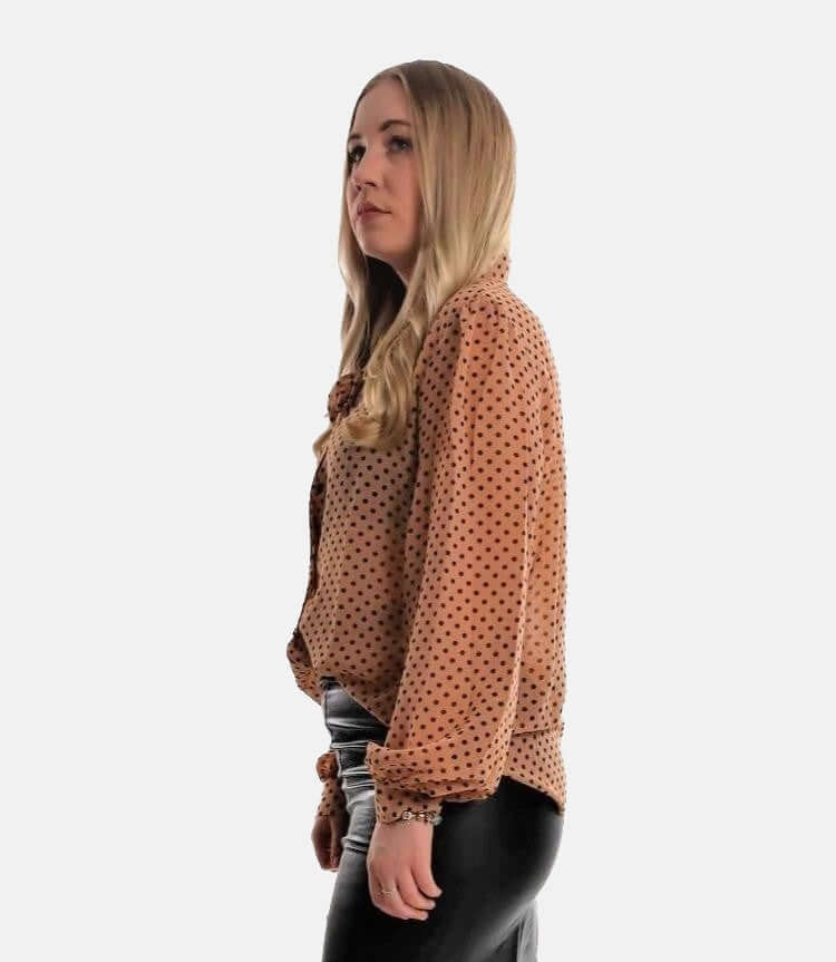 Polka Blouse with loops , Polka Blouse with loops, Blouse with dots, Blouse Woman with Bowtie