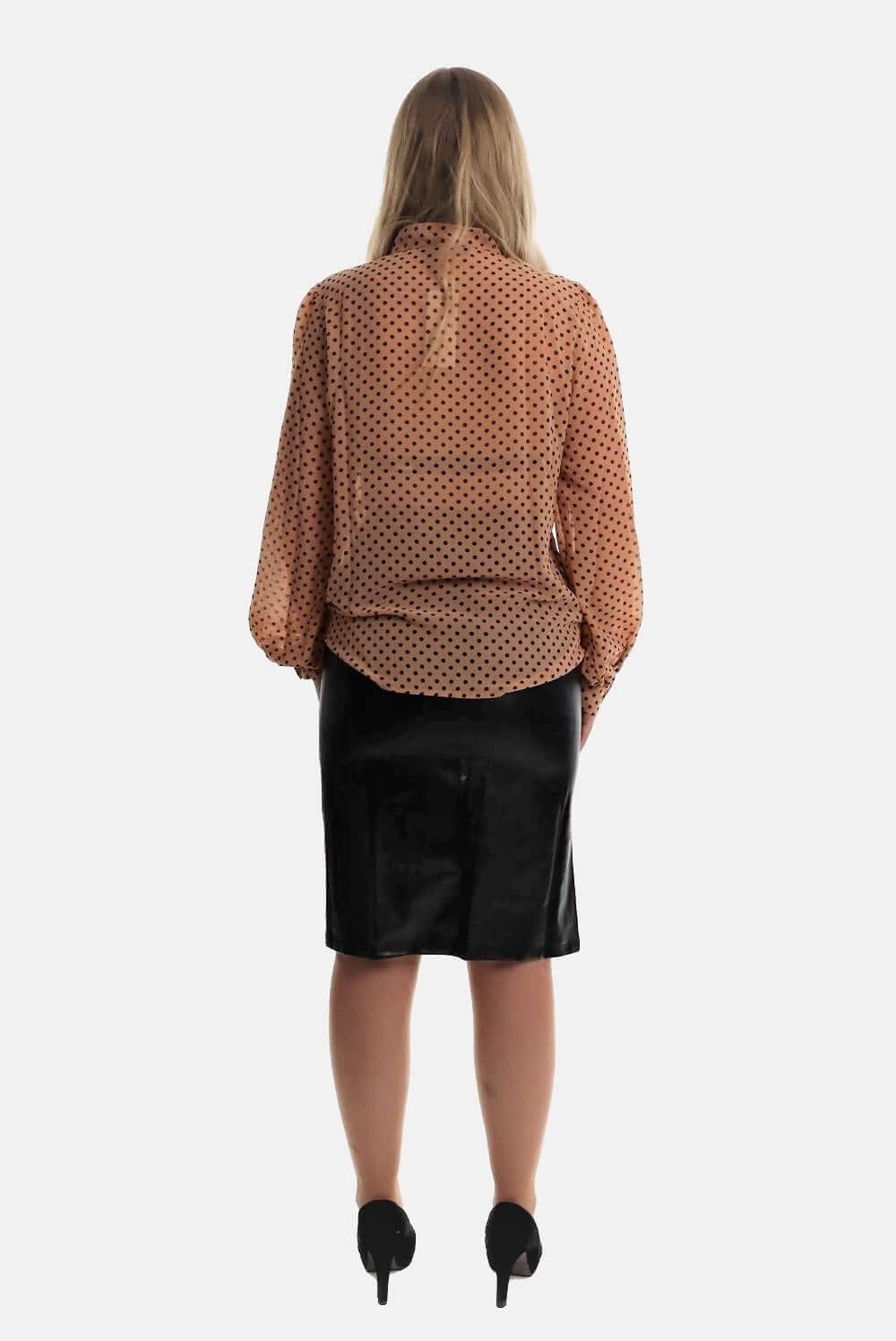 Polka Blouse , Polka Blouse with loops, Blouse with dots, Blouse Woman with Bowtie