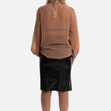 Polka Blouse , Polka Blouse with loops, Blouse with dots, Blouse Woman with Bowtie