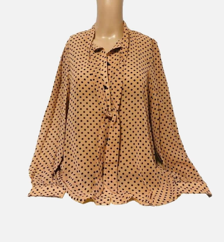 Blouse , Polka Blouse with loops, Blouse with dots, Blouse Woman with Bowtie