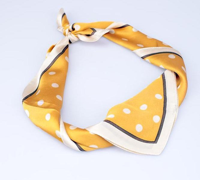 Polka Dots Neck ScarfYellow Silk SCarf, Yellow scarf