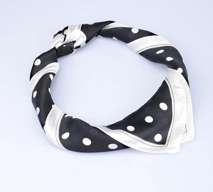 Polka Dots Neck Scarf , Silk Neck Scarves, Black Neck Scarf, Black Silk Scarf