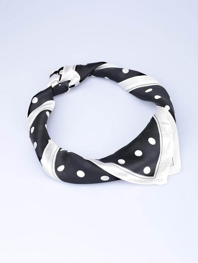 Polka Dots Neck Scarf , Silk Neck Scarves, Black Neck Scarf, Black Silk Scarf