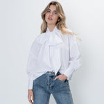 Poplin shirt with bow tie long sleeves