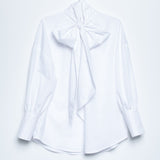 Poplin shirt with bow tie