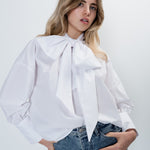 Poplin shirt with bow tie