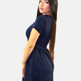 Prom Quilted Dress, Mini dress, casual dress , Navy dress with gathers