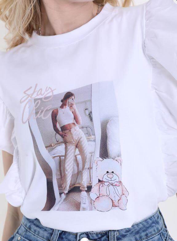 Puff Sleeves Cotton T-Shirt JASPER