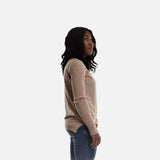 Ribbed High Neck Sweater , ripped sweater, beige sweater, pullover
