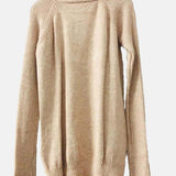 Ribbed High Neck Sweater , ripped sweater, beige sweater, pullover
