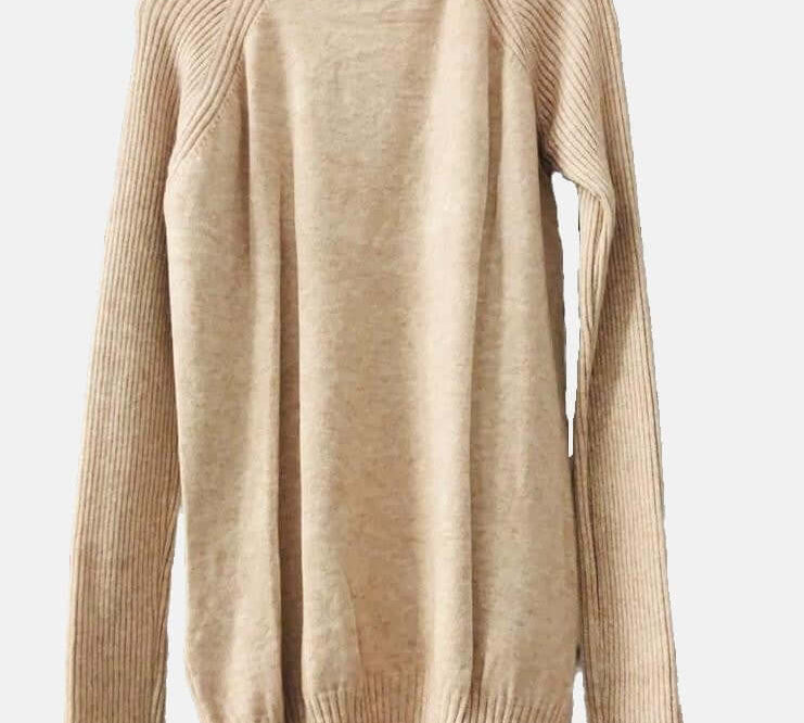 Ribbed High Neck Sweater , ripped sweater, beige sweater, pullover