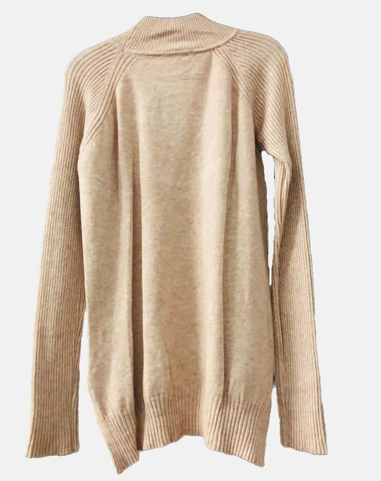 Ribbed High Neck Sweater , ripped sweater, beige sweater, pullover