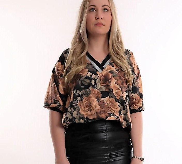Rose Prints Blouse , blouse, top rose pattern